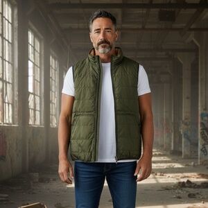 FREE COUNTRY Olive Reversible Sherpa-Lined Puffer Vest – Size L – NWT